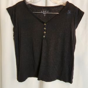 LOFT Black short sleeved linen top Size Small